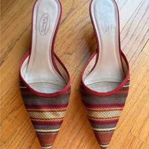 Vintage Talbots Striped Mules Kitten Heels
